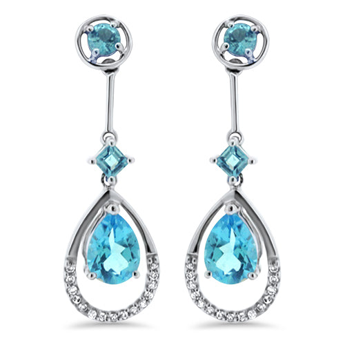 Blue Topaz and Diamond Earrings
