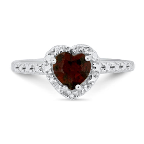 Heart Shaped Garnet & Diamond Ring