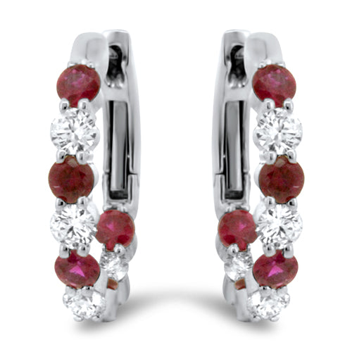 Ruby and Diamond Inside Outside Hoops