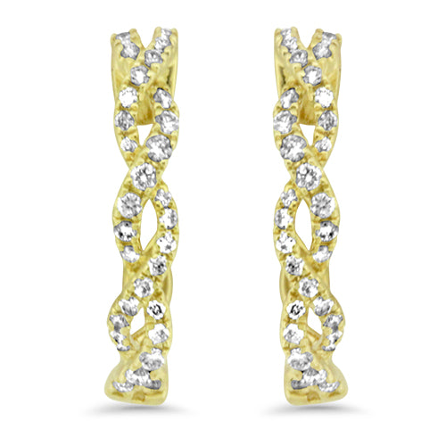 Twisted Diamond Yellow Gold Hoops
