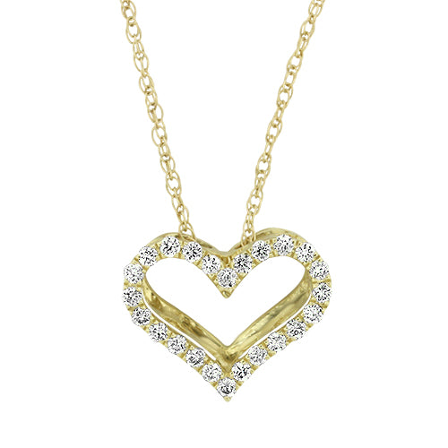 Yellow Gold and Diamond Heart Necklace