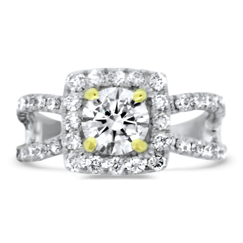 Square Halo With Round Center Diamond Engagement Ring