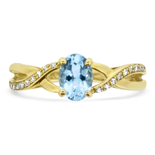 Aquamarine and Diamond Ring