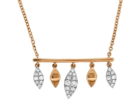 Rose Gold Diamond Unique Bar Necklace