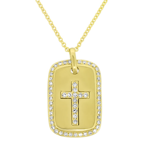 Yellow Gold Diamond Cross Necklace