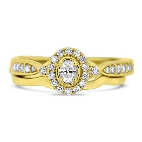 Oval Cut Yellow Gold Diamond Wedding Set