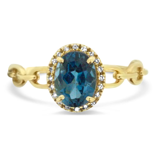 Blue Topaz and Diamond Ring