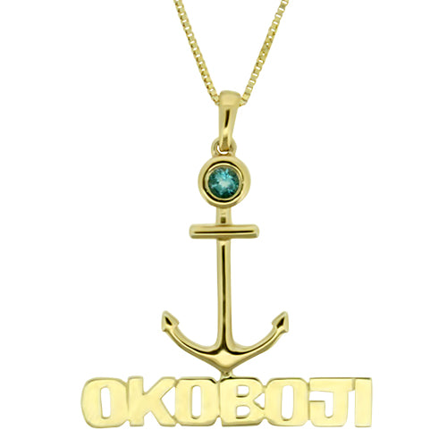 Blue Topaz Okoboji Anchor Pendant