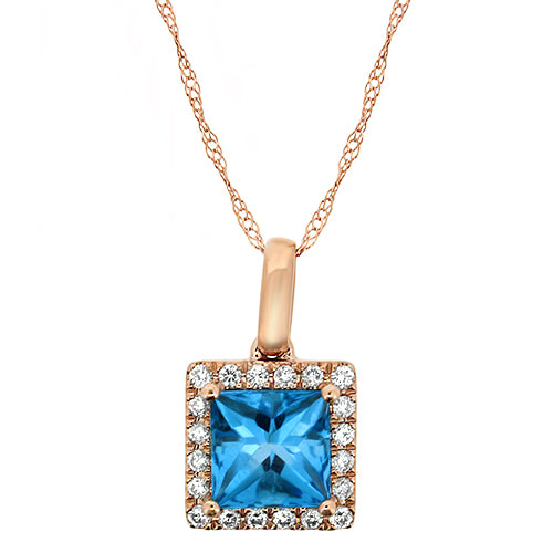 Blue Topaz and Diamond Pendant