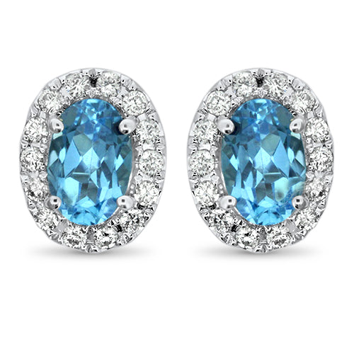 Blue Topaz and Diamond Earrings