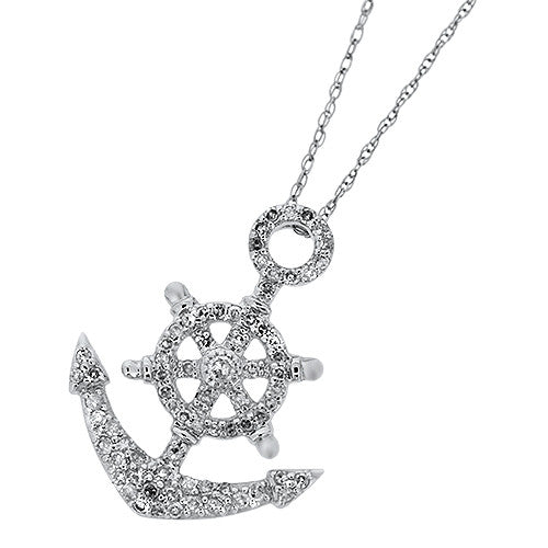 Okoboji Diamond Anchor Pendant