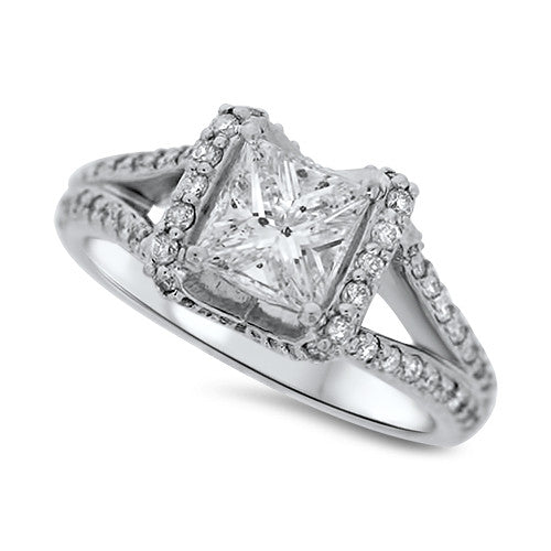 Square & Pave Set Diamond Ring