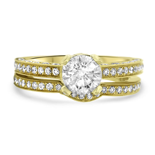 Round Brilliant Cut Yellow Gold Wedding Set