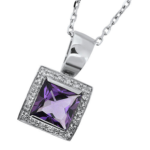 Amethyst Princess Cut Pendant