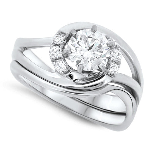 Swirling Diamond Wedding Set