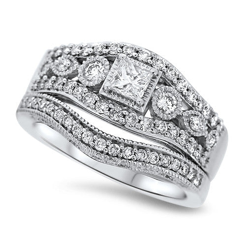Detailed Diamond Wedding Set