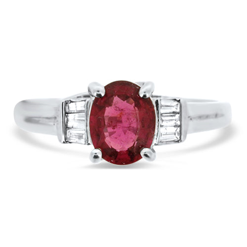 Pink Tourmaline and Diamond Ring