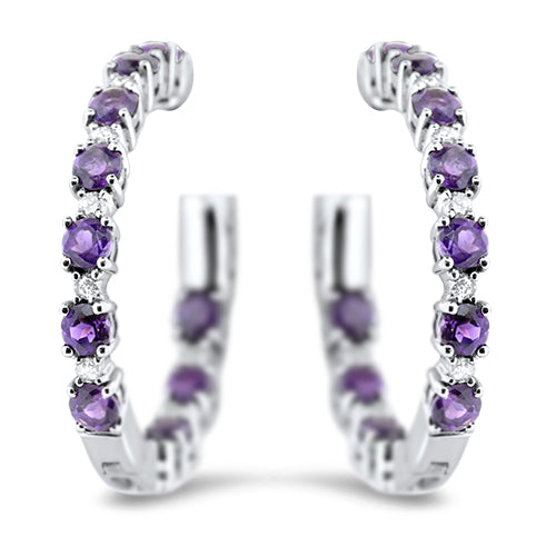Amethyst & Diamond Earring