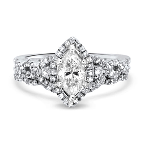 Halo with Marquise Center Diamond Wedding Set