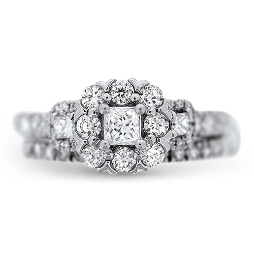 Three Stone Princess Cut Wedding Ring