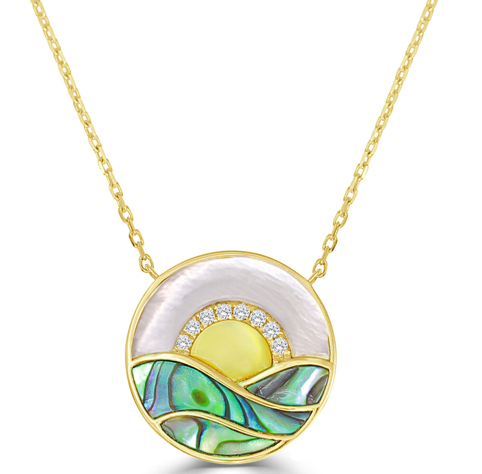 Abalone, Mother of Pearl and Diamond Sunshine Necklace