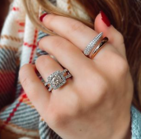 Square Halo With Round Center Diamond Engagement Ring