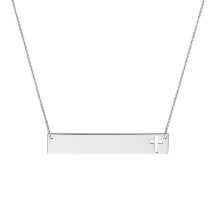 Sterling Silver Cross Cut Out Bar Necklace