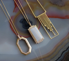 Load image into Gallery viewer, Grey Agate &amp; Diamond Pendant
