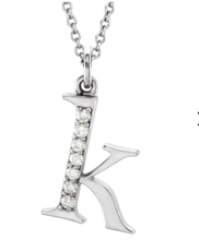 Load image into Gallery viewer, Gold Initial Necklace with Diamond Accent
