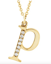 Load image into Gallery viewer, Gold Initial Necklace with Diamond Accent
