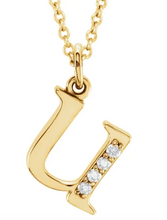 Load image into Gallery viewer, Gold Initial Necklace with Diamond Accent
