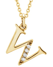 Load image into Gallery viewer, Gold Initial Necklace with Diamond Accent

