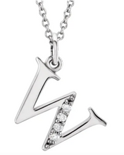Load image into Gallery viewer, Gold Initial Necklace with Diamond Accent
