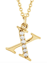 Load image into Gallery viewer, Gold Initial Necklace with Diamond Accent
