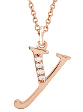 Load image into Gallery viewer, Gold Initial Necklace with Diamond Accent
