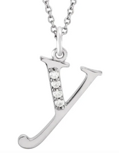 Load image into Gallery viewer, Gold Initial Necklace with Diamond Accent
