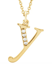Load image into Gallery viewer, Gold Initial Necklace with Diamond Accent
