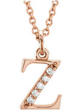 Load image into Gallery viewer, Gold Initial Necklace with Diamond Accent
