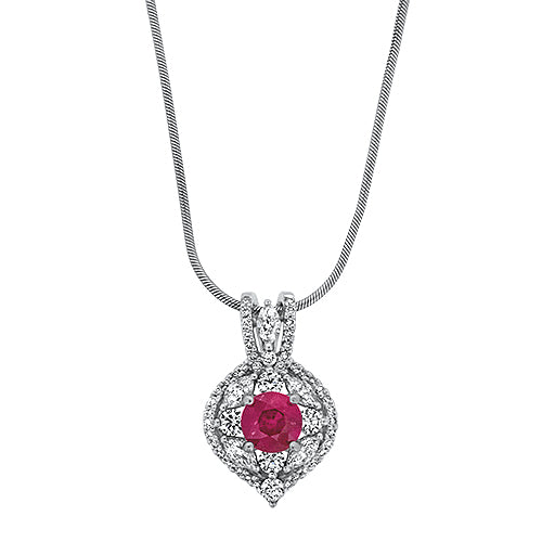 14KW Ruby & Diamond Pendant