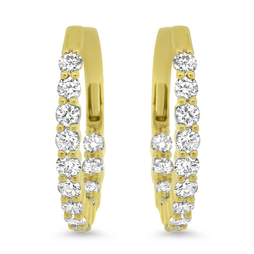 Yellow Gold Inside-Outside Diamond Hoops